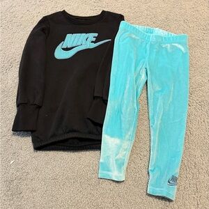 Nike Black Sweatshirt with Turquoise Logo & Turquoise Leggings